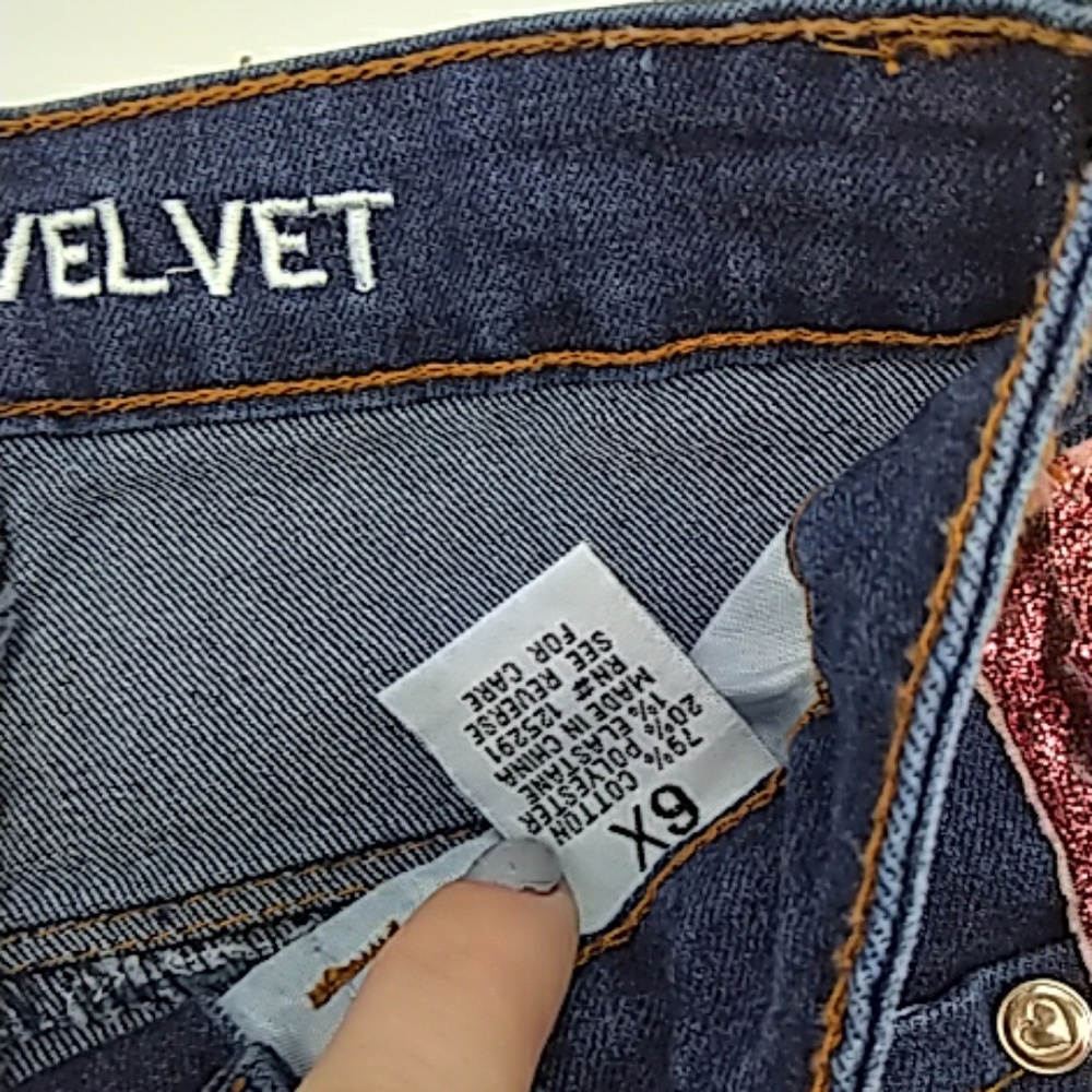 Pink Velvet girls jeans pink sparkle 6X - Picture 5 of 8